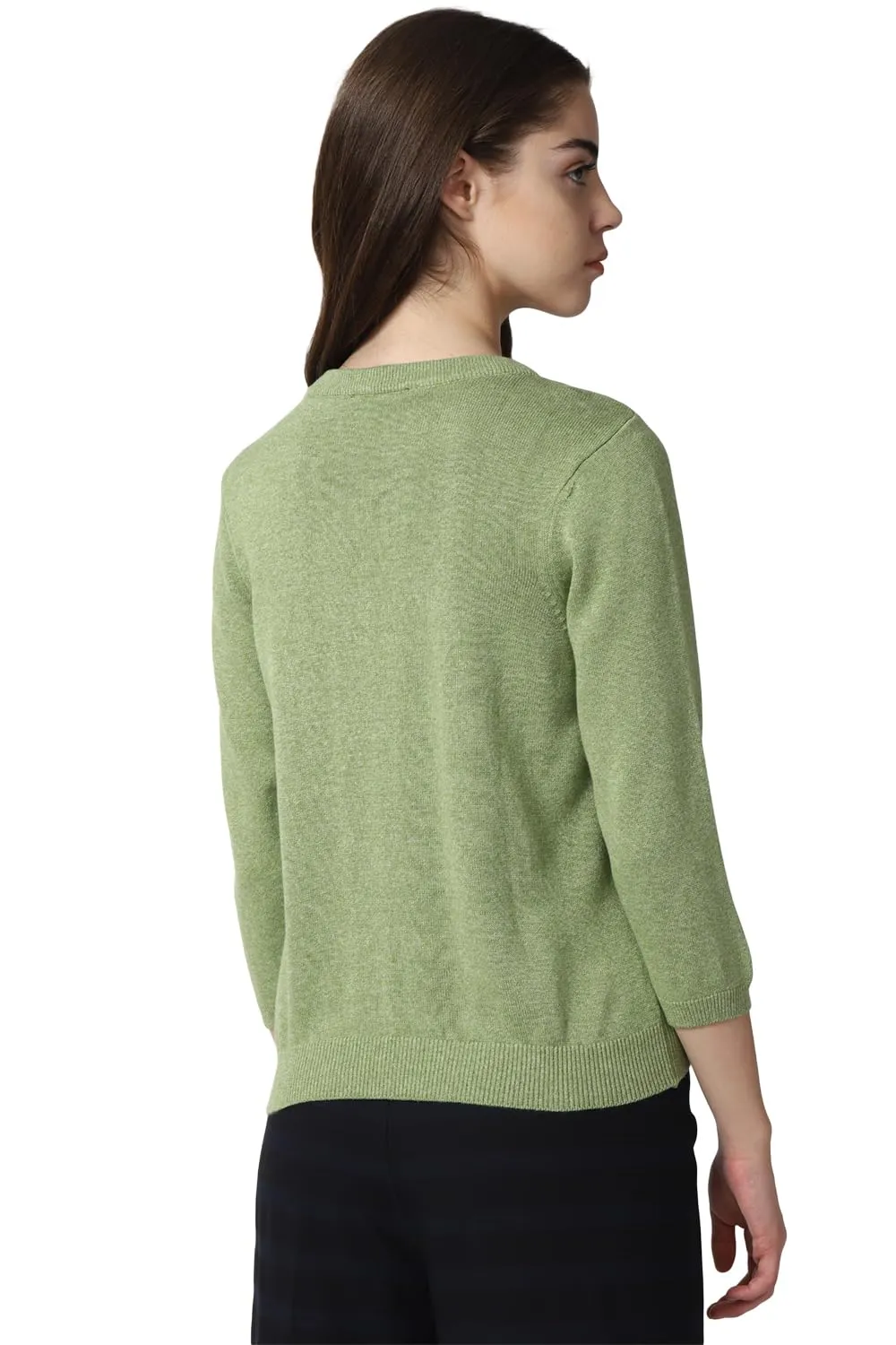 Van Heusen Women's Cotton Casual Sweater (VWSWURGFK89240_Green