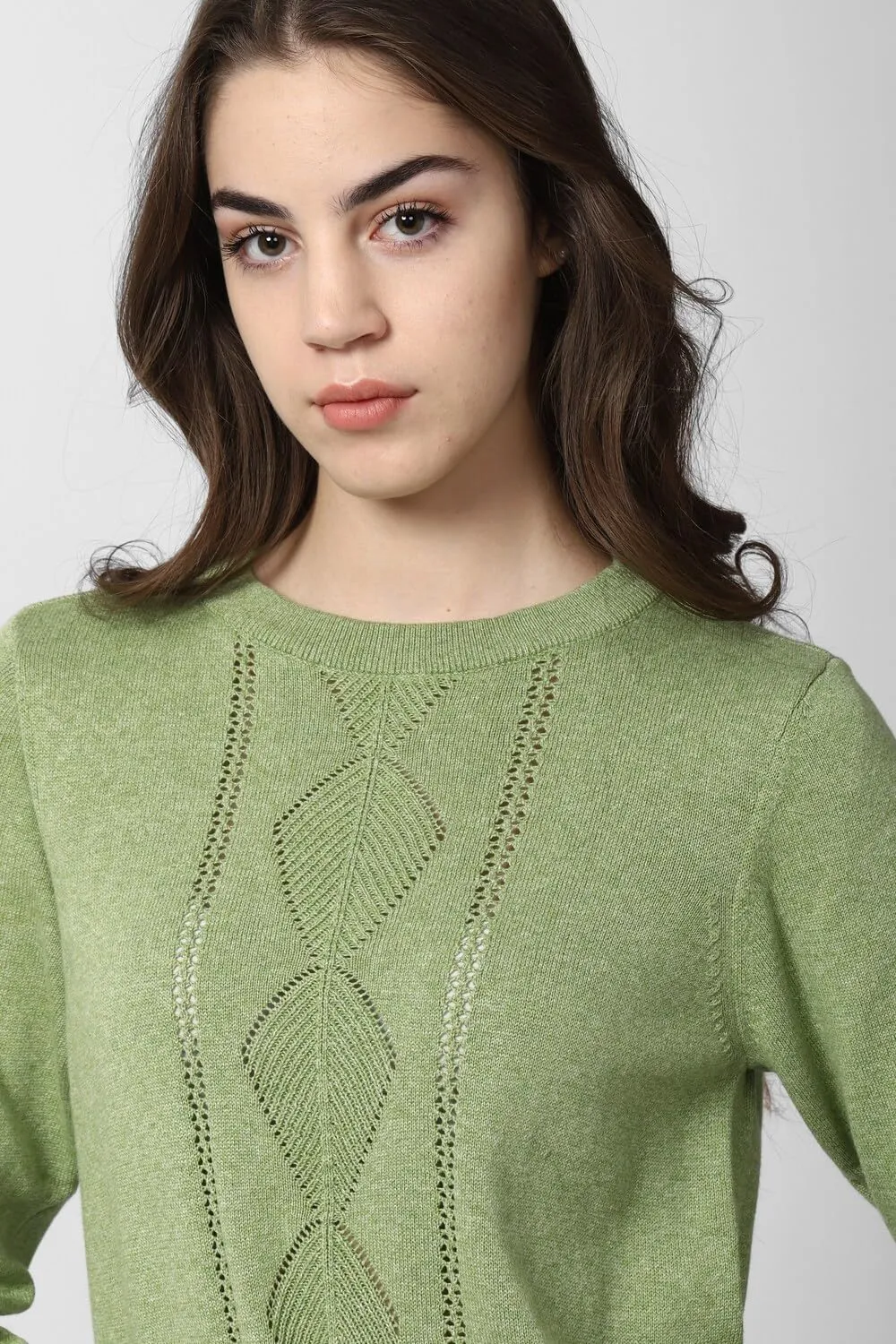 Van Heusen Women's Cotton Casual Sweater (VWSWURGFK89240_Green