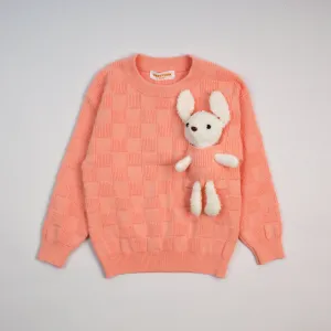 Vibrant Salmon Wool Girls Pullover 7251