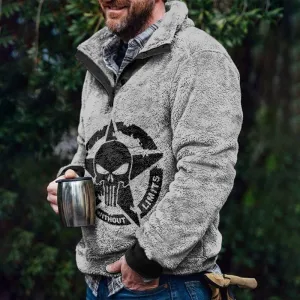 Vintage Retro Motorcycle Skull Print Pullover