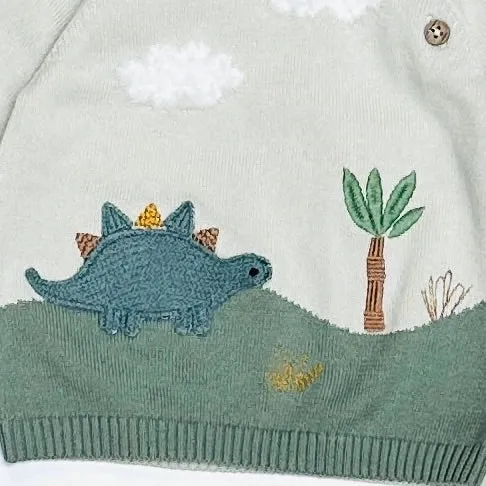 Viverano Dino Applique Button Baby Pullover Sweater