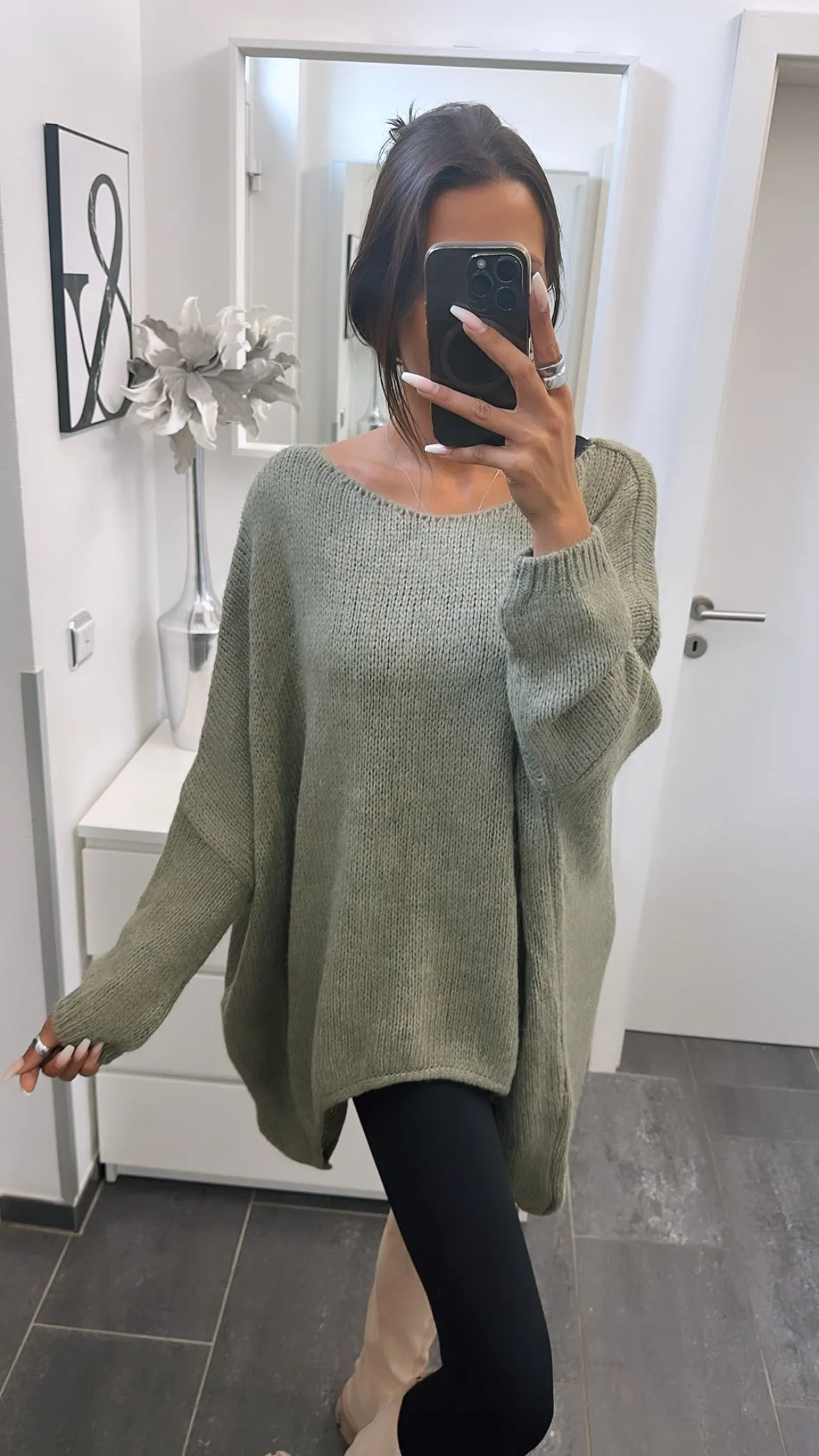 VOKUHILA oversize Strick Pullover / khaki Art. 5000