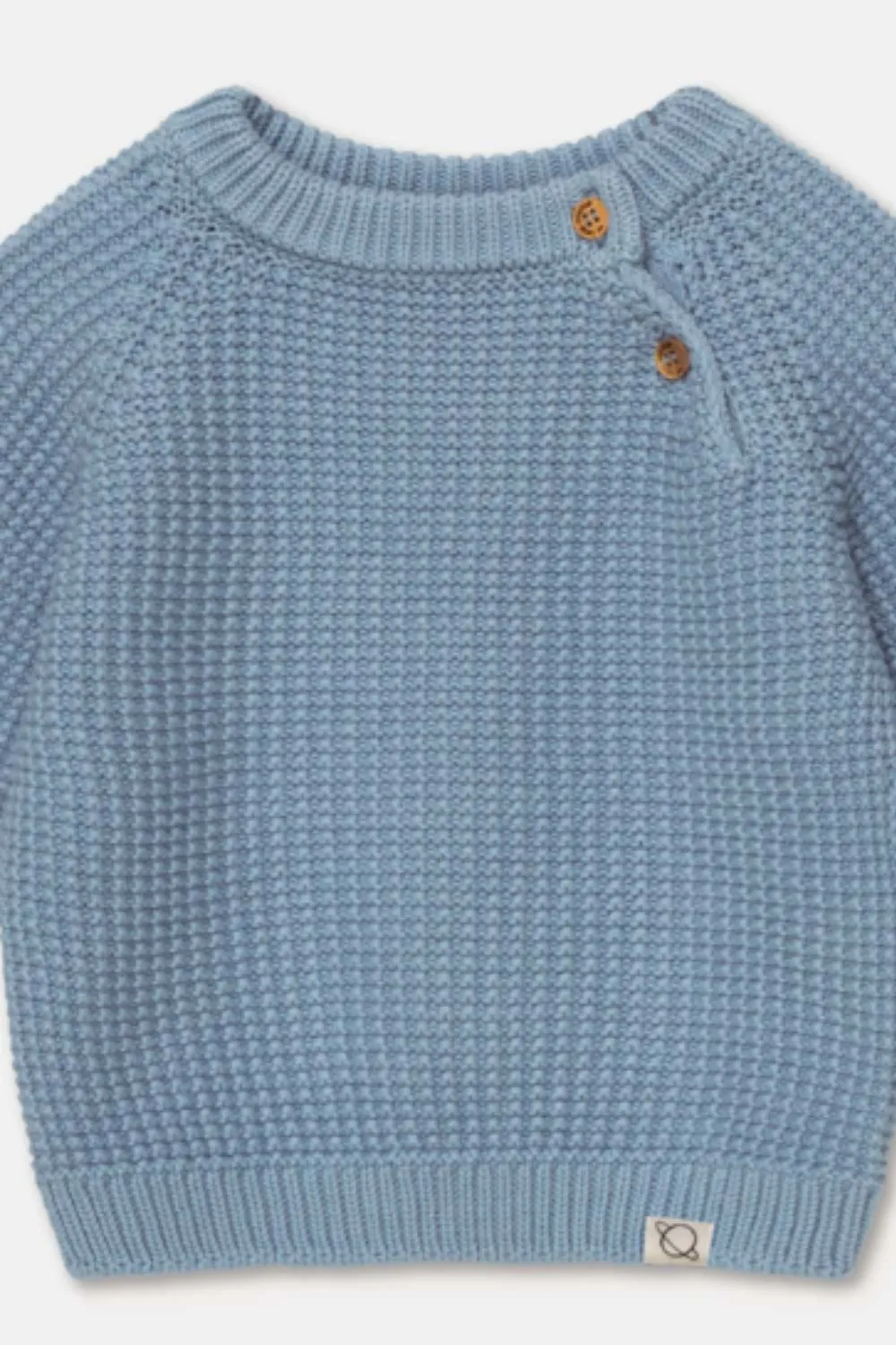 WAFFLE-KNIT RAGLAN BABY PULLOVER