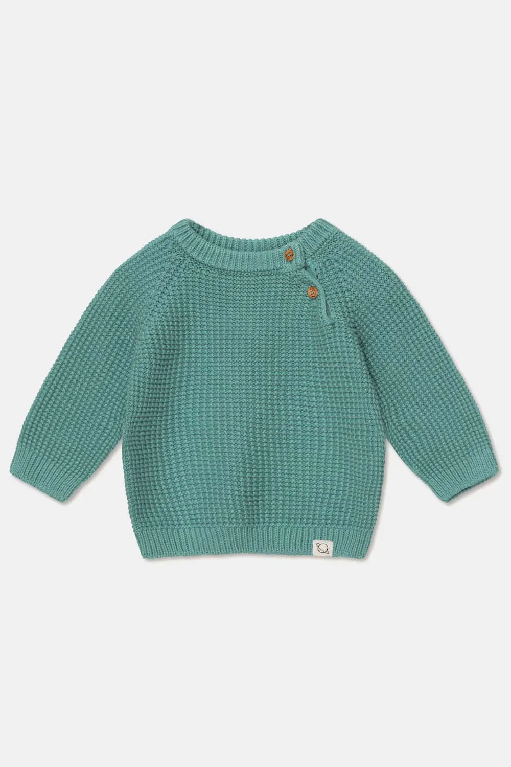 WAFFLE-KNIT RAGLAN BABY PULLOVER