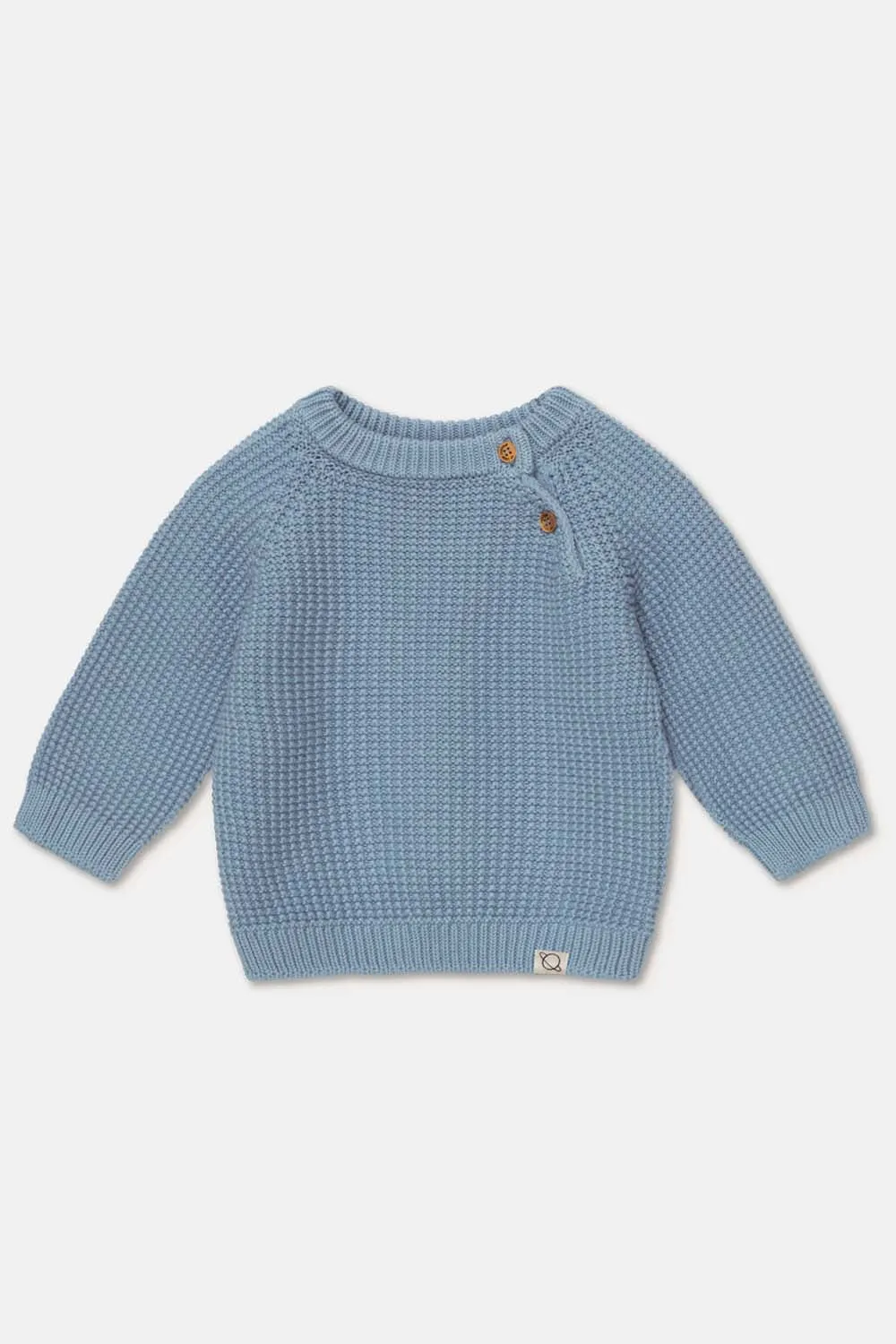 WAFFLE-KNIT RAGLAN BABY PULLOVER