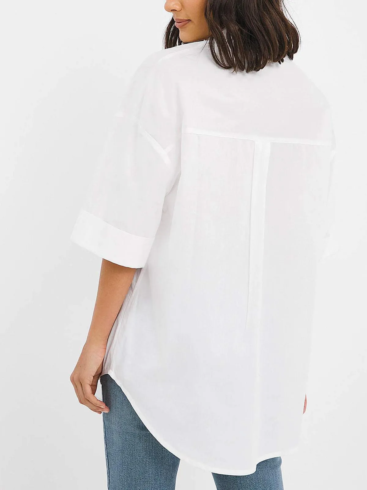 White Oversized Short Sleeve Blouse