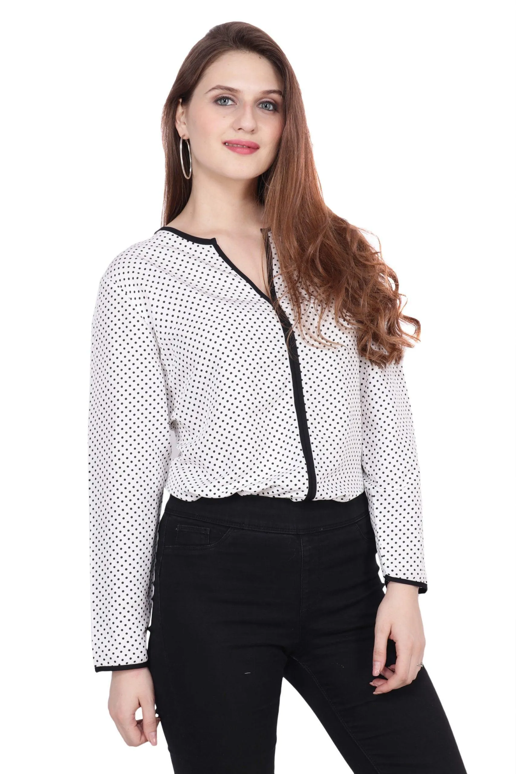 White Polka Dots Printed Top