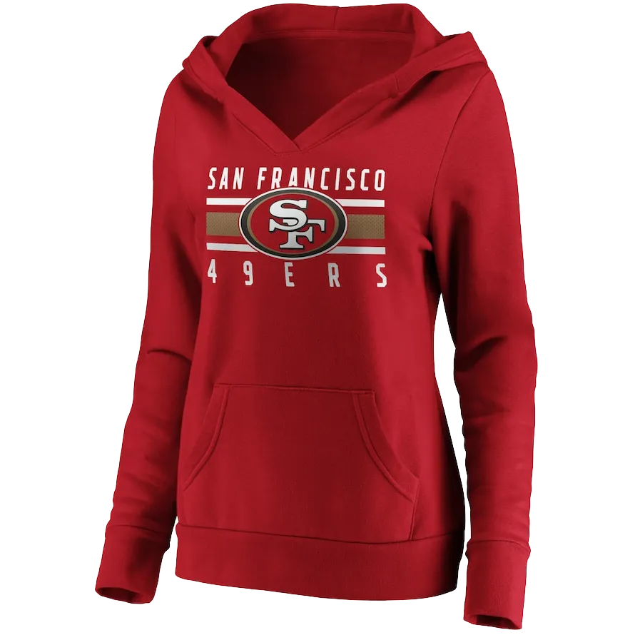 Women's 49ers Stacked Stripes Notch Neck Pullover Hoodie