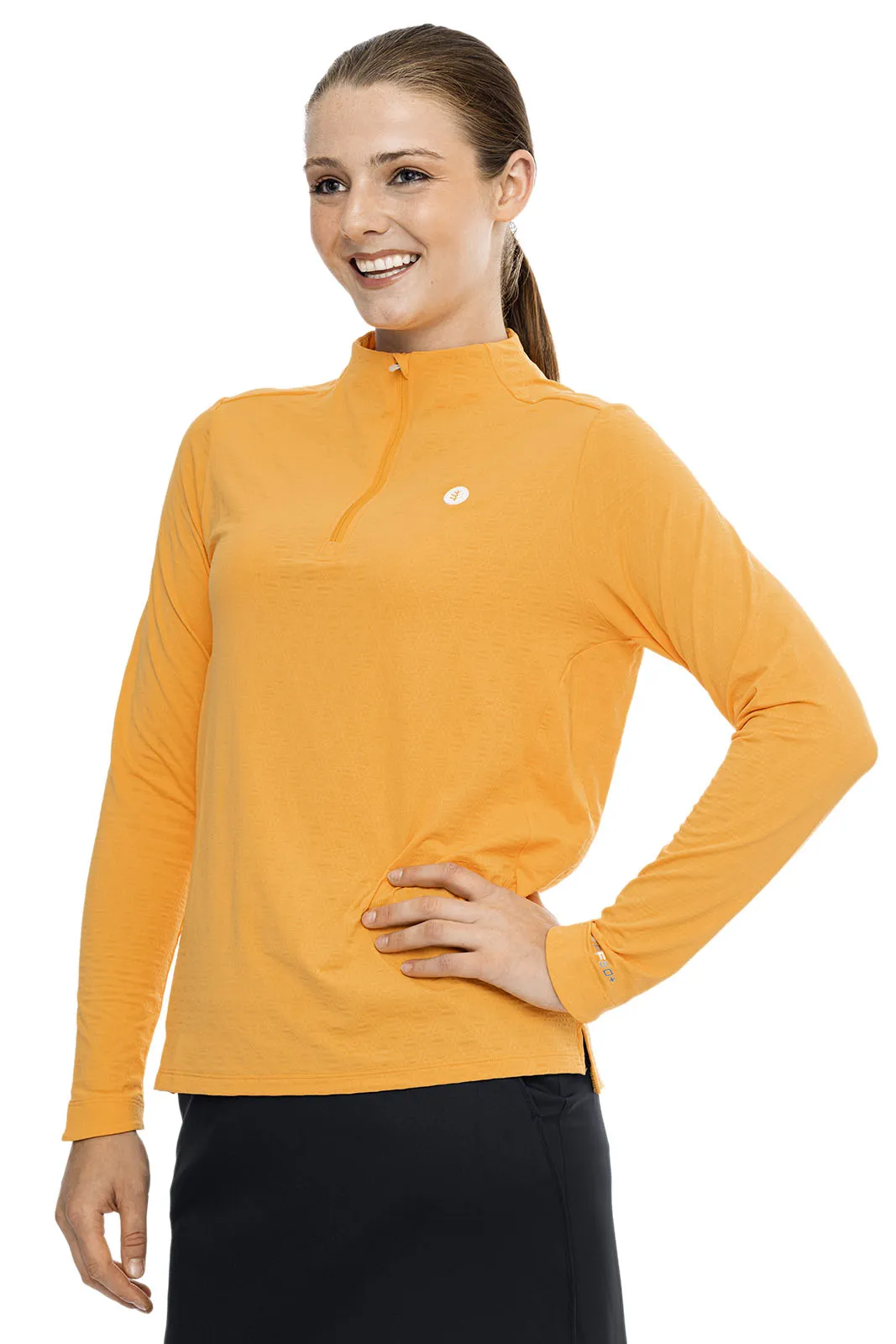 Women's Albatrose Golf Pullover  |  Apricot Crush Diamond Jacquard