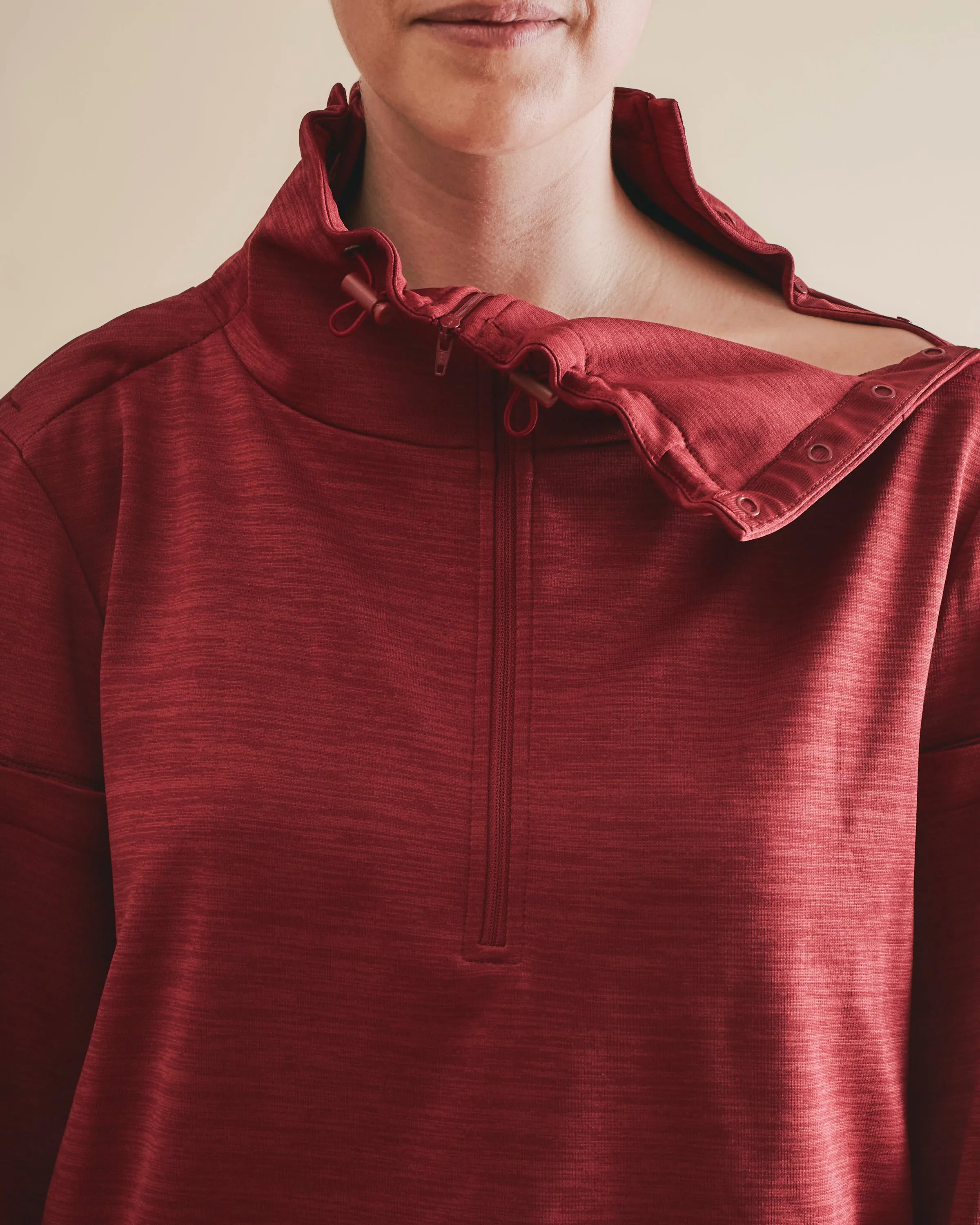 Women's Cowl Neck Pullover in Pomegranate