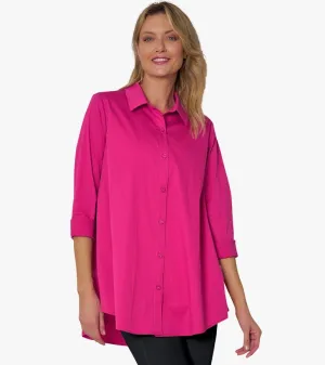 Women's Long Sleeve A-Line Button Front Prime Time Tunic ORCHID