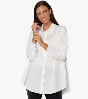 Women's Long Sleeve A-Line Button Front Prime Time Tunic SOFT WHITE