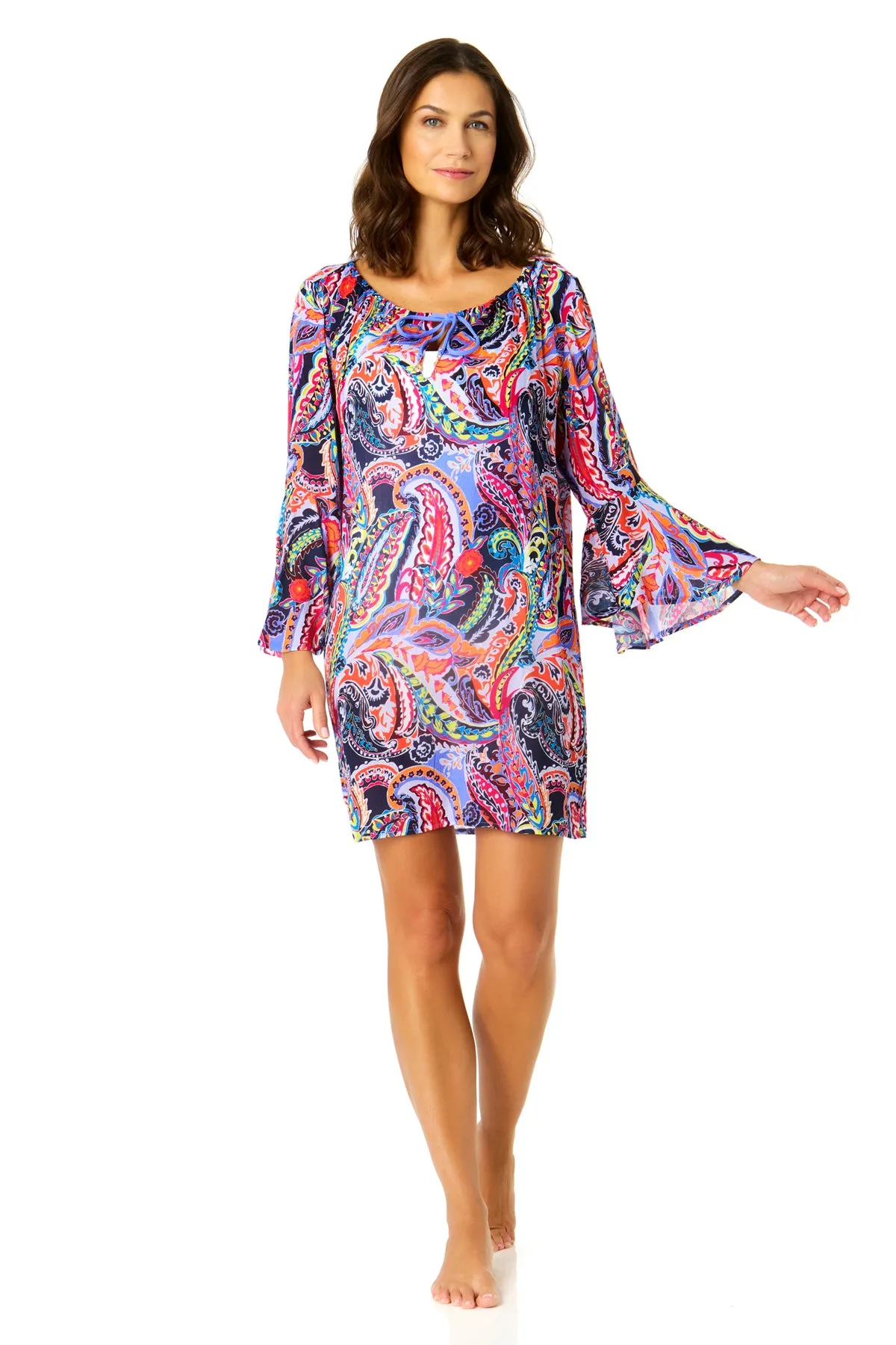 Women's Paisley Parade Bell Sleeve Tunic Swimsuit Cover Up