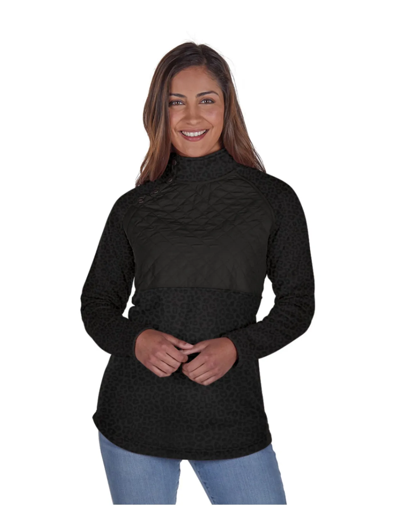 WOMEN'S PRINTED NEWBURY ASYMMETRICAL SNAP SWEATSHIRT