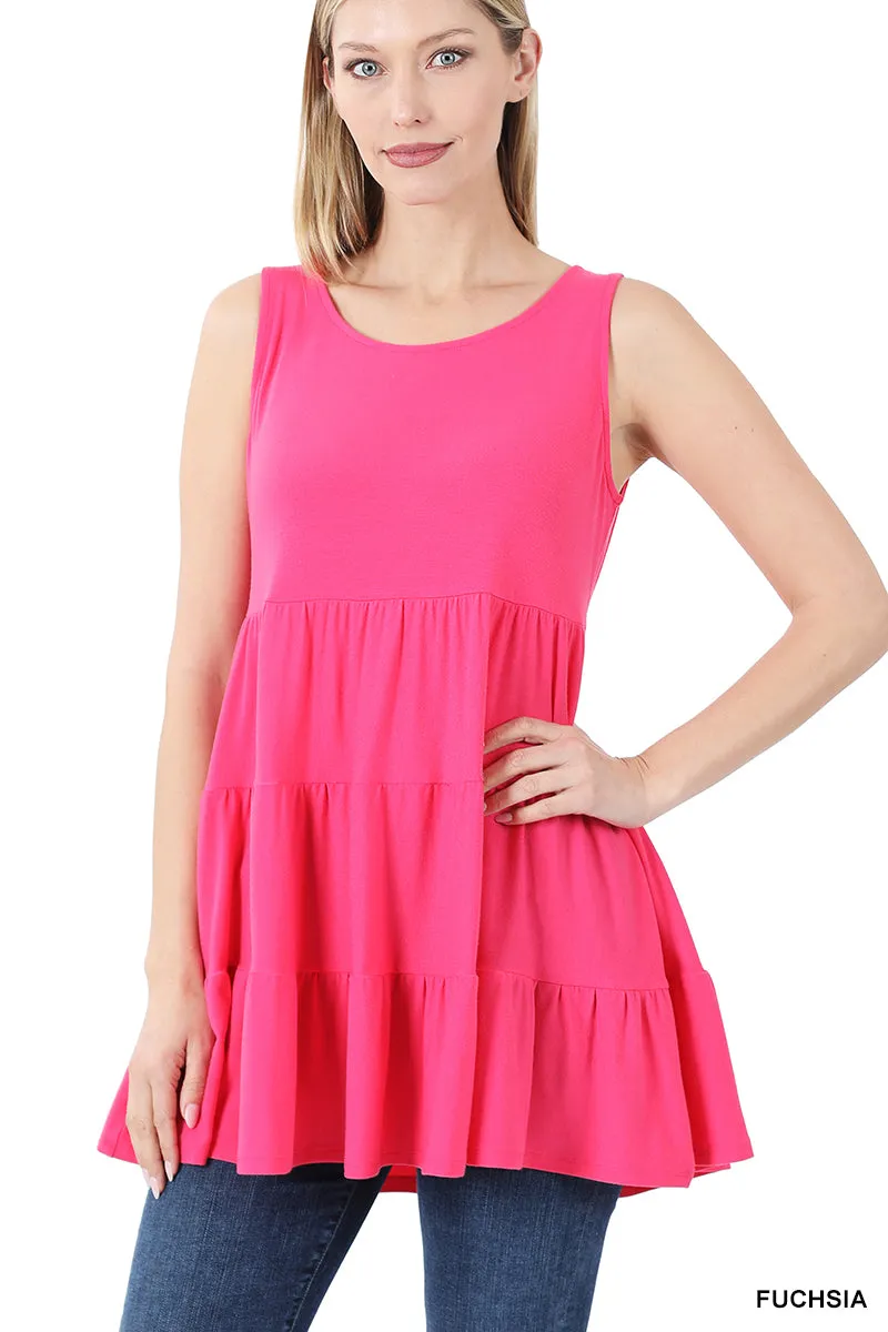 Women's Summer Casual Sleeveless Tiered Ruffle Tank Top Tunic Peplum