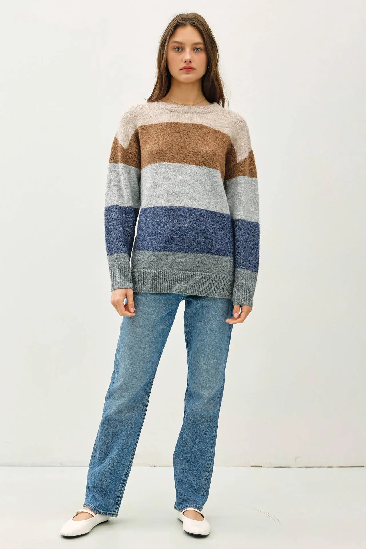 WOOL BLEND COLOR GRADIENT SWEATER