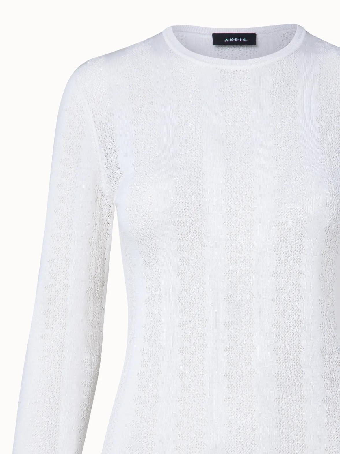 Wool Silk Knit Lace Pullover