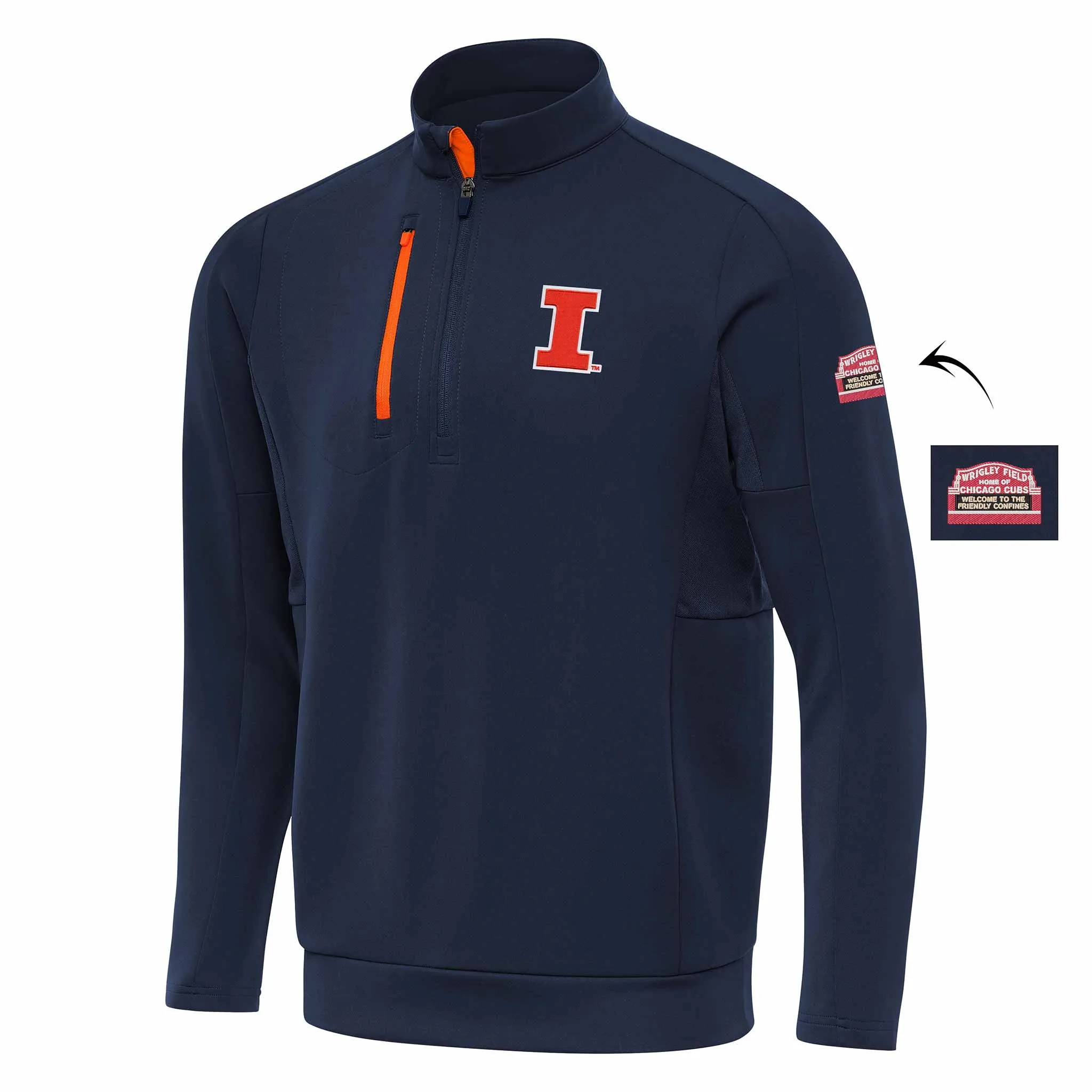 Wrigley Field University Of Illinois Antigua Quarter Zip Pullover Shirt